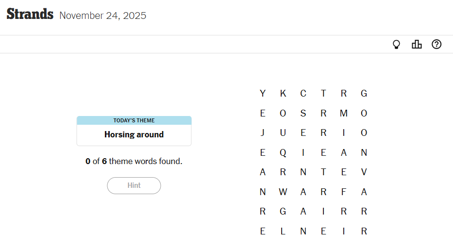 Today’s NYT Strands Theme For November 24, 2025